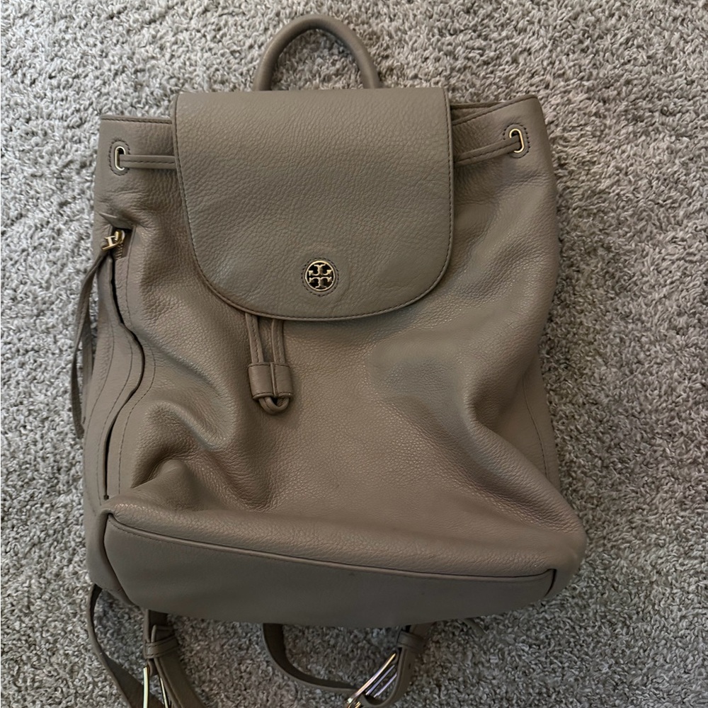 Tory Burch Taupe Leather Backpack